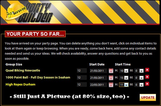 GoBananas Party Builder Menu Example